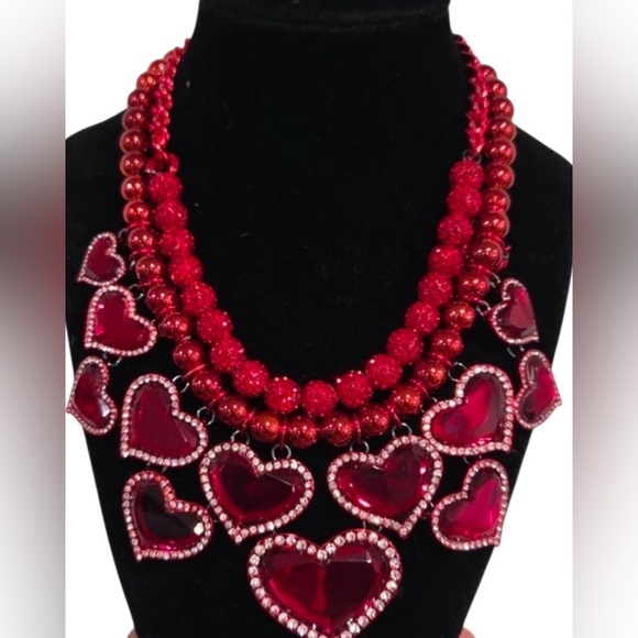 Betsey Johnson Vibrant Red Heart Necklace - Picture 8 of 16